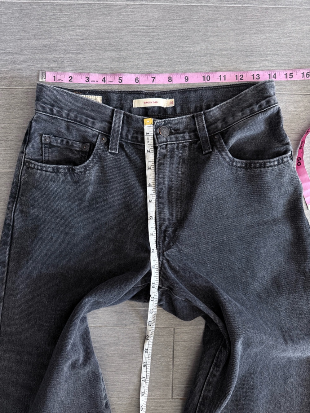 Levi's Premium BAGGY DAD WOMEN'S JEANS Size 26 Boot Barn Washed Black Gray - Picture 15 of 16